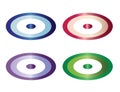 Four buttons vector set in multiple colors - evil eye buttons illustration