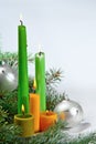 Four Candles with Christmas Twig