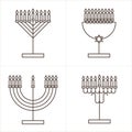 Four candlesticks with nine candles. Candlestick with candles for Hanukkah.