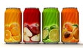 Natural fruit juice on cans Royalty Free Stock Photo