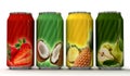 Natural fruit juice on cans Royalty Free Stock Photo