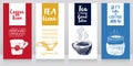 Four cards with tea or coffee cups Royalty Free Stock Photo