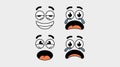Four cartoon faces with different expressions Royalty Free Stock Photo