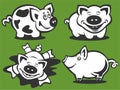 Four cartoon piggies