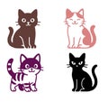 4 cat illustration icons, silhouette, transparent backgroundcat Royalty Free Stock Photo