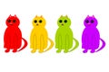 Four Cats in Different Colors