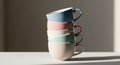 Four ceramic cups are stacked in Royalty Free Stock Photo