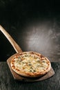 Four Cheese Italian Pizza on a restaurant menu Royalty Free Stock Photo