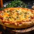 Four Cheese Pizza Close Up. Generative ai