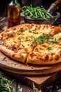 Four Cheese Pizza Close Up. Generative ai