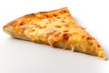 Four Cheese Pizza Slice On A White Background. Generative AI