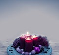 Four Christmas Candle for Advent and decoration. Royalty Free Stock Photo