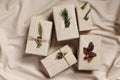 Christmas gifts, eco-friendly wrapping in craft paper