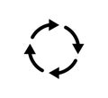 Four circle arrow icon. Round reload, restart, recycle and repeat symbol. Two arrow in loop. Round reload sign, repeat