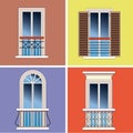 Four classical french balconies