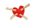 Four clips pinch red heart Royalty Free Stock Photo