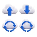 Four cloud icons with blue arrows indicating different data transfer directions Royalty Free Stock Photo