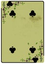 Four of Clubs playing card. Unique hand drawn pocker card. One of 52 cards in french card deck, English or Anglo-American pattern