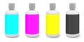 Four CMYK bottle blank template red, green and blue for presentation layouts and design