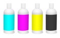 Four CMYK bottle blank template red, green and blue for presentation layouts and design