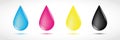 Four CMYK drops primary colors print Royalty Free Stock Photo