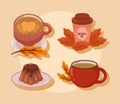 four coffee autumn day icons