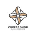 Four coffee bean shop logo design vector, coffee farm logo template Royalty Free Stock Photo