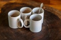 Four coffee cups in a table Royalty Free Stock Photo