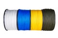 Different coils of synthetic ropes