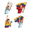 four colombians protesting