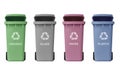 Four color of recycle trash bin, green and blue isolated. Royalty Free Stock Photo