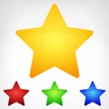 Four color rounded star element set isolated Royalty Free Stock Photo