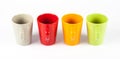 Four color tea cups Royalty Free Stock Photo