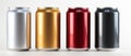 Four colored aluminum cylinders displayed on table Royalty Free Stock Photo