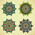 Four colored mandalas Royalty Free Stock Photo