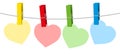 Hearts Clothes Pins Colored Royalty Free Stock Photo