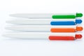 Four colored pens. Royalty Free Stock Photo