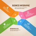 Four colored pentagon business infogrpahic with blank square on center Royalty Free Stock Photo