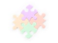 Four colored puzzle pieces isolated with clipping path