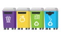 Four colored recycling bins vector illustration.