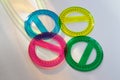Four colored and round protractors