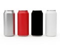 Four colored soda cans isolated on white background Royalty Free Stock Photo