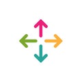 Four colorful arrows point out from the center. Expand Arrows icon Royalty Free Stock Photo