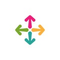 Four colorful cartoon arrows point out from the center. Expand Arrows icon Royalty Free Stock Photo