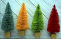 Four colorful Christmas Trees on white. Royalty Free Stock Photo