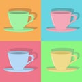 Four colorful cups