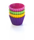 Four colorful cups on white background