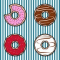 Four colorful donut