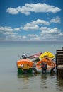Four Colorful Fishing Boats at Pier
