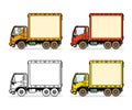 Trucks vector cartoon clipart. Delivery truck for kids coloring book